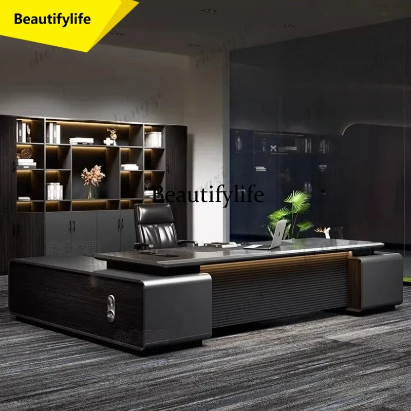 

X188 Multi functional baking paint Computer desk Modern Minimalism luxury office table shaped desk bureaux de travail furniture