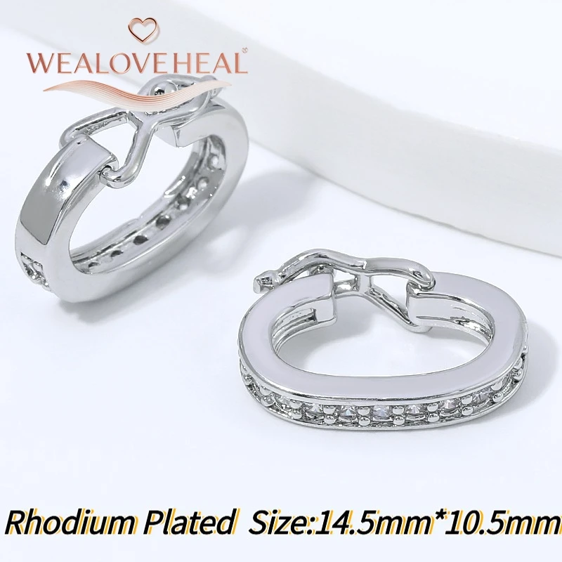 Luxuriöser Micro-Pavé-Zirkon Ovaler Universalverschluss, 18K Vergoldeter Messing-Mechanischer Verschluss für DIY Halsketten- und Armband-Schmuckzubehör – Detail 23