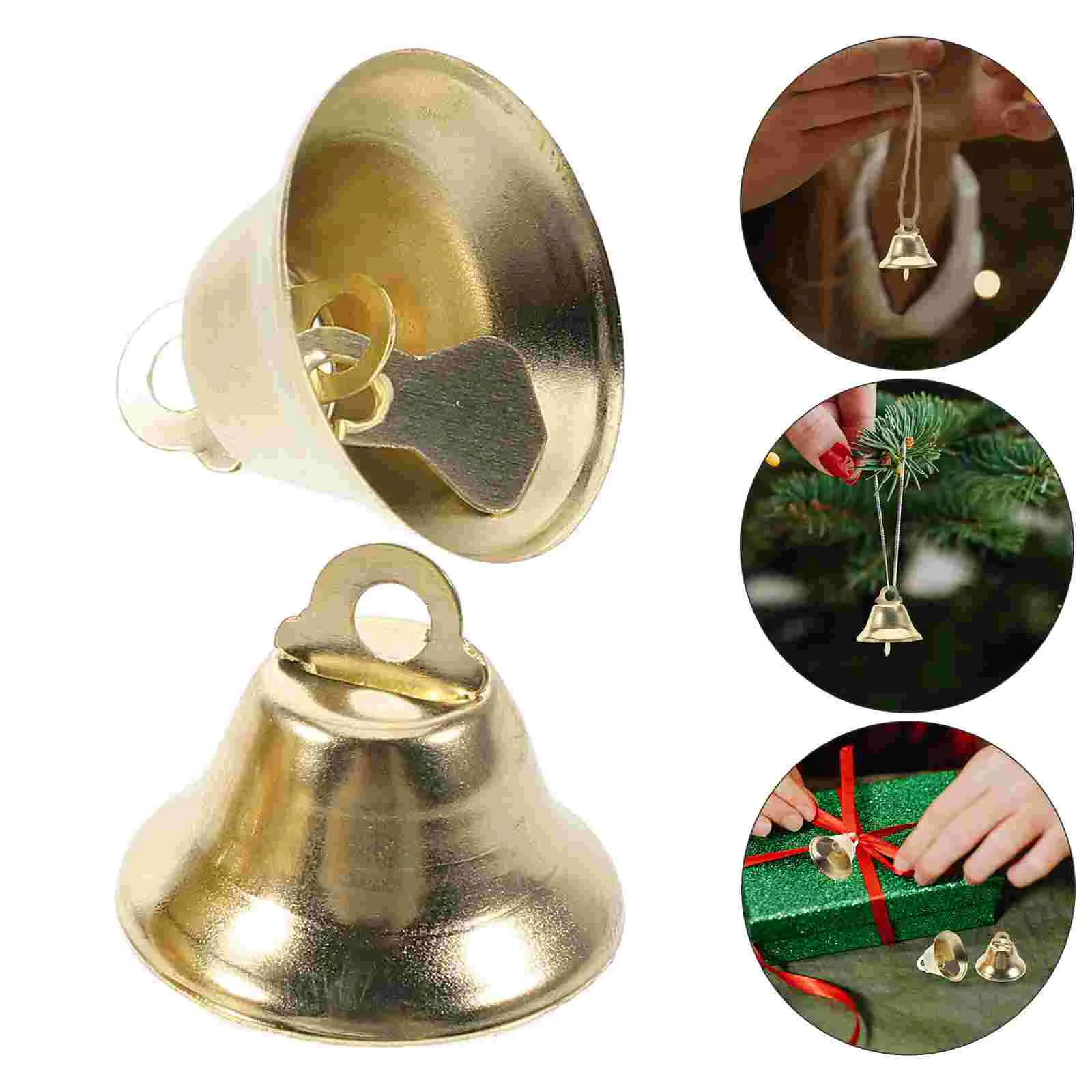 20 PCS High Quality Elderly Vintage Christmas Decor Small Mini Bells Silver Tree Ornaments