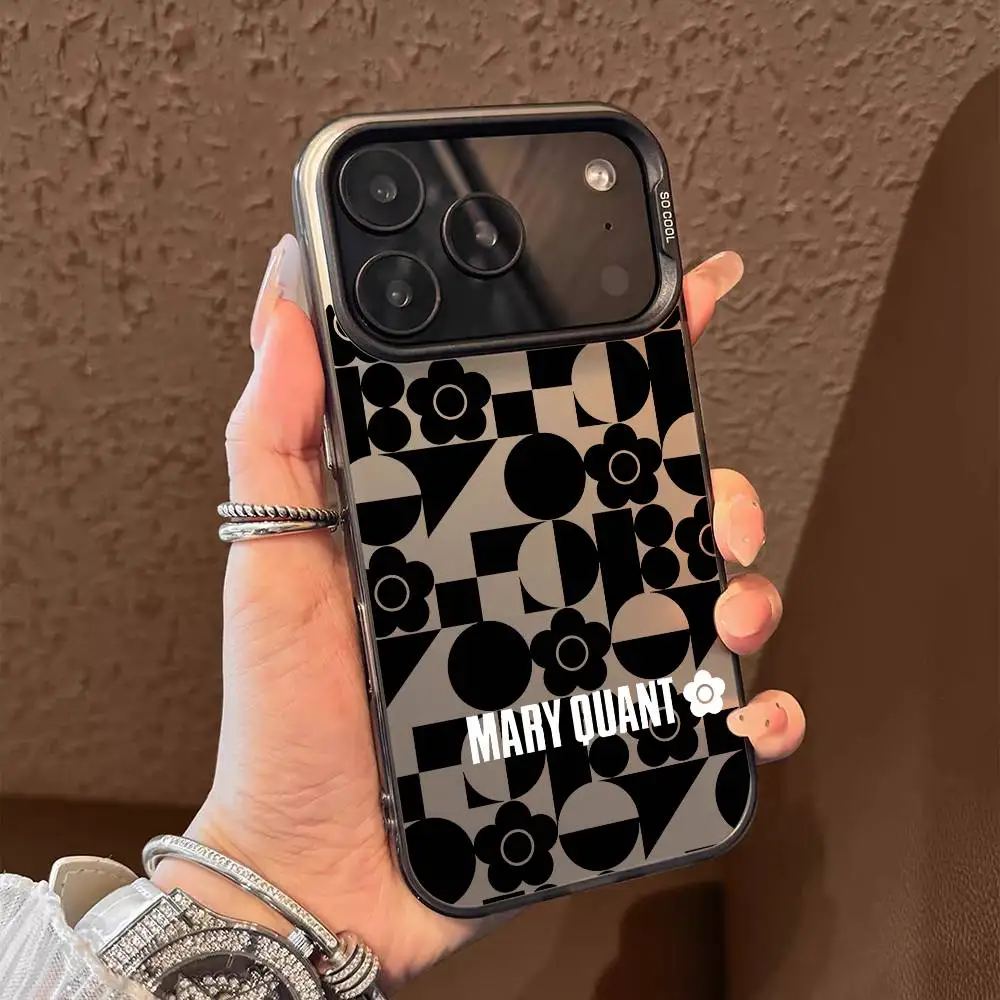 INS M-Mary Q-Quant جراب هاتف آيفون 17 16 15 14 13 12 11 برو ماكس الهواء متعدد الألوان ماتي ليزر معدني أورورا فوندا #1