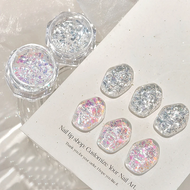 1 tarro de brillo de sirena para decoración de uñas, copos láser ultrafinos, lentejuelas holográficas, accesorios sueltos irregulares para decoración de uñas