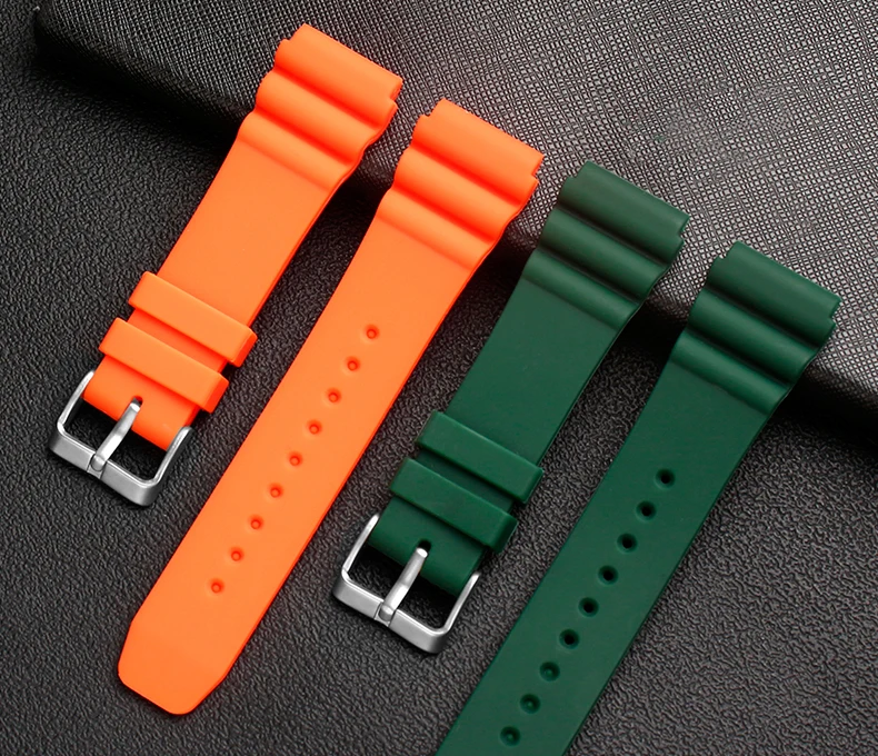 Silicone strap 22mm For CASIO swordfish diving Watch MDV-106 MDV-107 MTP-VD01D efr-303l Watchband Orange Green Men\'s wrist band