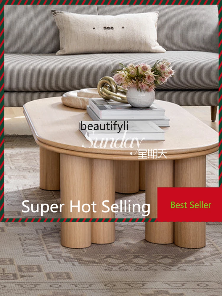 

G1218 French cream style small coffee table Nordic log tea table all solid wood creative dining table furniture