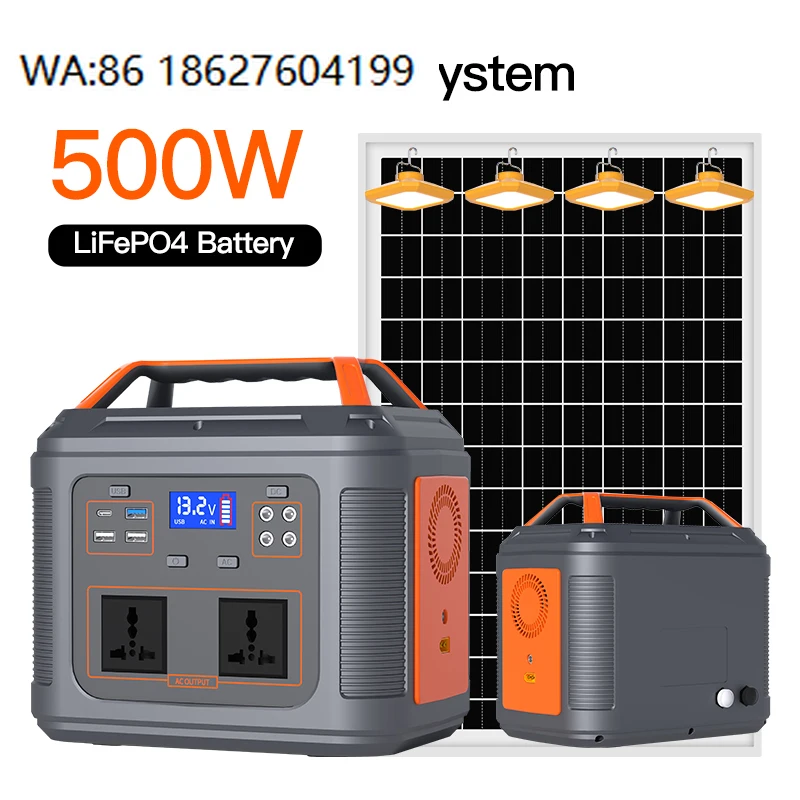 

1000W Solar Portable Generator, 12V 40Ah 480Wh Capacity, 220V Output Outdoor Camping Household Emergency Supply