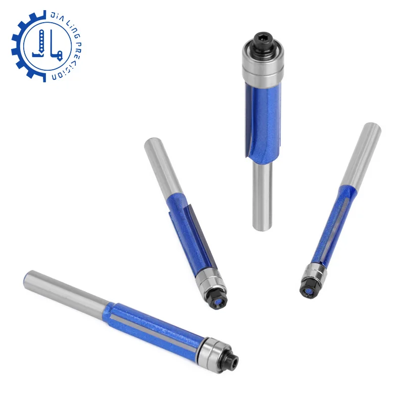 Juego de fresas de carburo de tungsteno para madera, brocas de enrutador CNC con rodamiento 1/4, 6mm, embellecedor al ras, rodamiento de brocas de enrutador