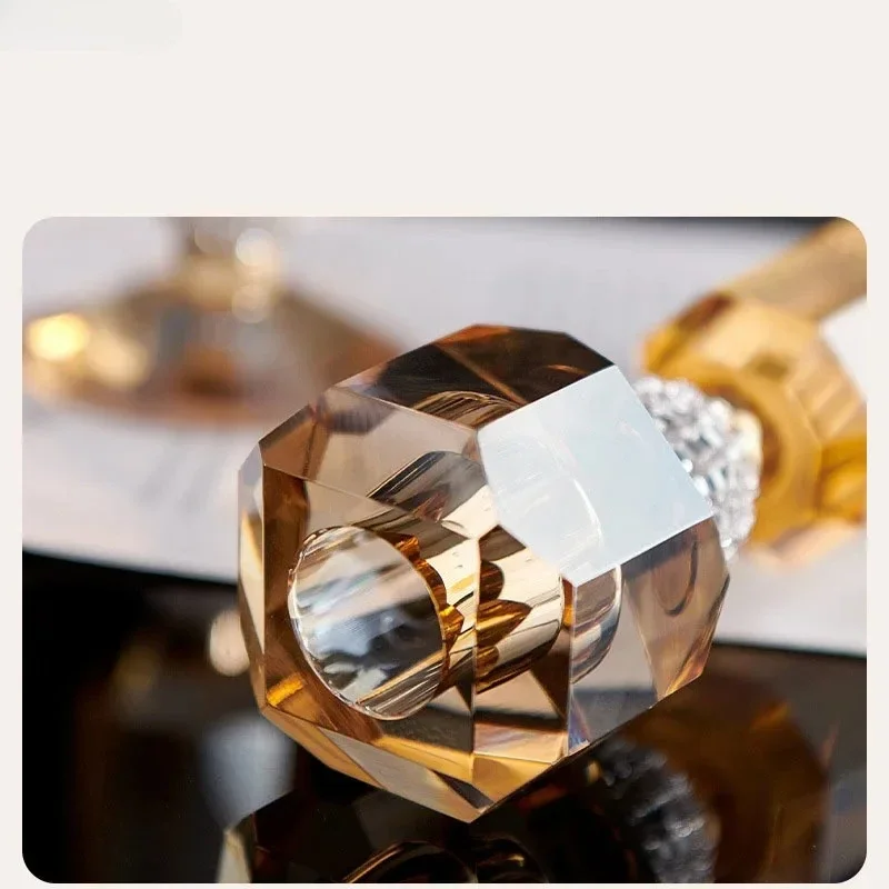 2026 Unique Transparent Amber Color Glass Candle Holder Romantic Candlestick Desk Decoration Wax Melt Burner Home Aroma Co