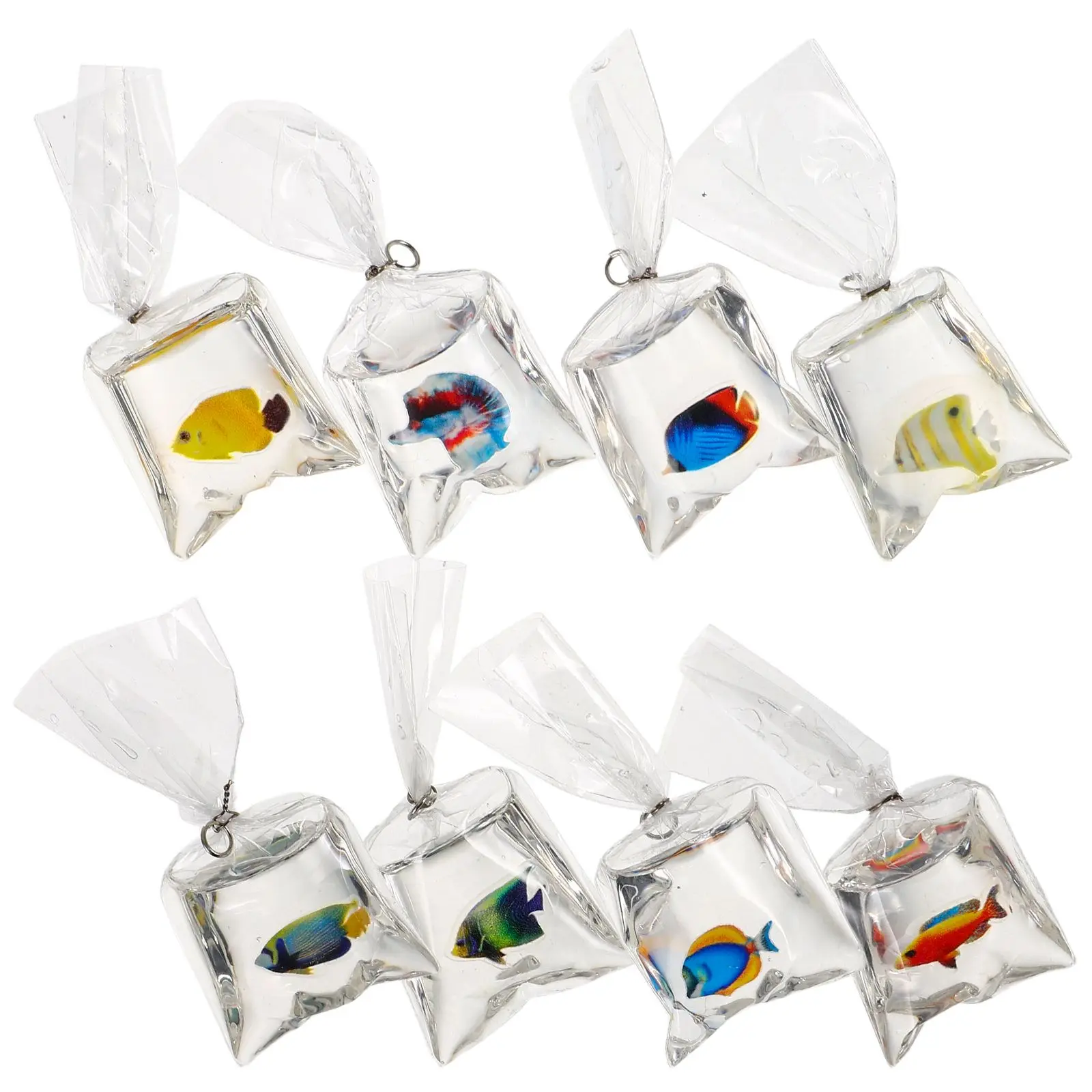 Transparent Resin Fish Jewelry Bag Keychain Charm Fun Keychains Goldfish Little