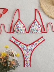 Sexy Bikini Women's Swimsuit 2025 Thong Bikinis Sets Female Two-piece Swimwear Floral Print Bathing Suits for Summer Beach Wear