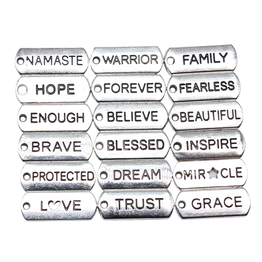 10 шт., античное серебро, цвет, вдохновляющие слова, ЛЮБОВЬ, КАПЕТ, ОДЕЖЕННЫЙ, ПРОСТО СРЕМ, БРАПЬ, БЕСПЫТНЫЕ Подвески для изготовления ювелирных изделий