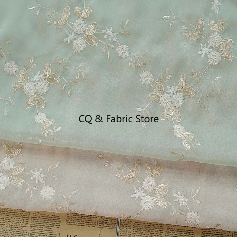 Soft flwoer Embroidered Floral Lace Fabric for Women's Dresses Skirt Apparel Sewing Fabric 1 Meter