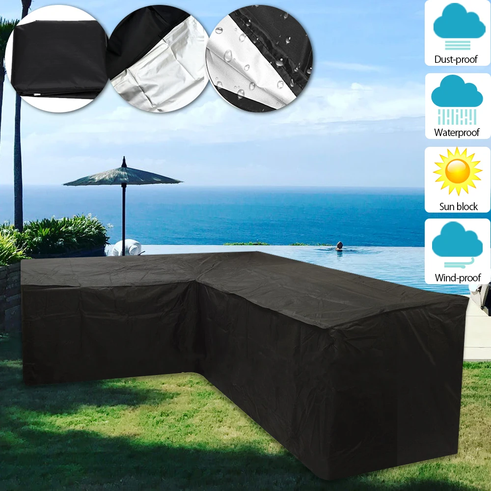 L Shape All-Purpose Covers Waterproof Rattan Corner Furniture Cover Garden Patio Outdoor Sofa Protector Anti-Dust Windproof New