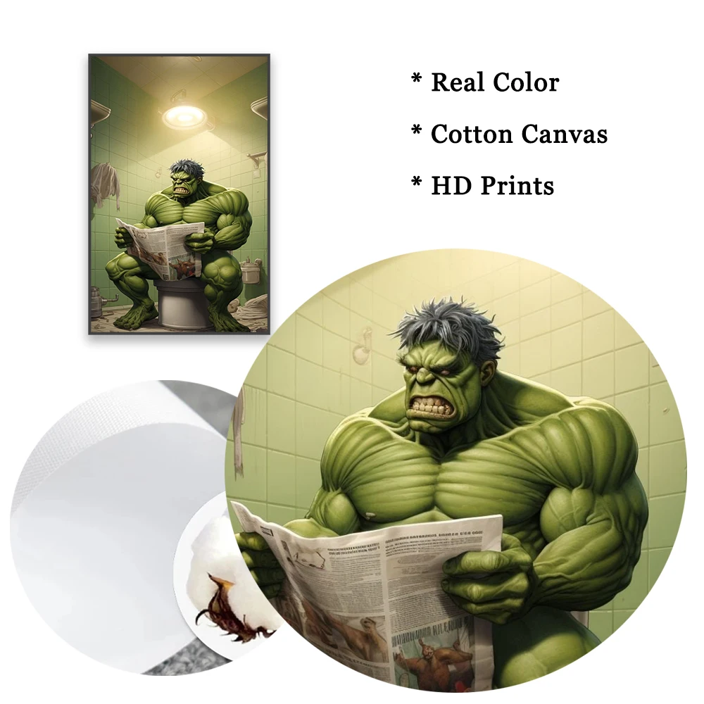 هالك خارقة على المرحاض المشارك الرجل العنكبوت ديزني خارقة يطبع مرحاض ديدبول قماش اللوحة ديكور المرحاض المنزلي