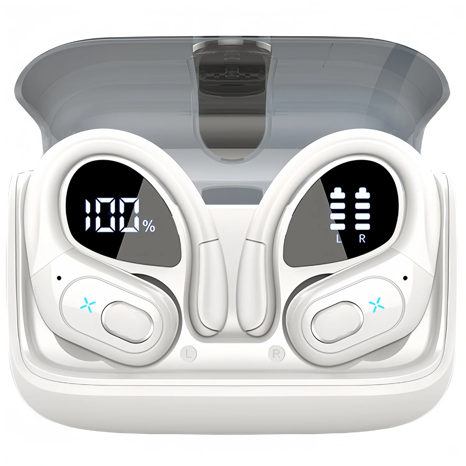 75 Hours Play time IPX7 Waterproof Bluetooth Earphone Dual Wear Style Sports Wireless Headset TWS Earbuds Stereo for Running/Gym