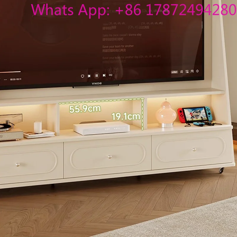 Modern Glamour Unique Tv Stands Chic French Mueble Salón Tv Furniture Living Room Rotation Movable Tv Stands With Wheels
