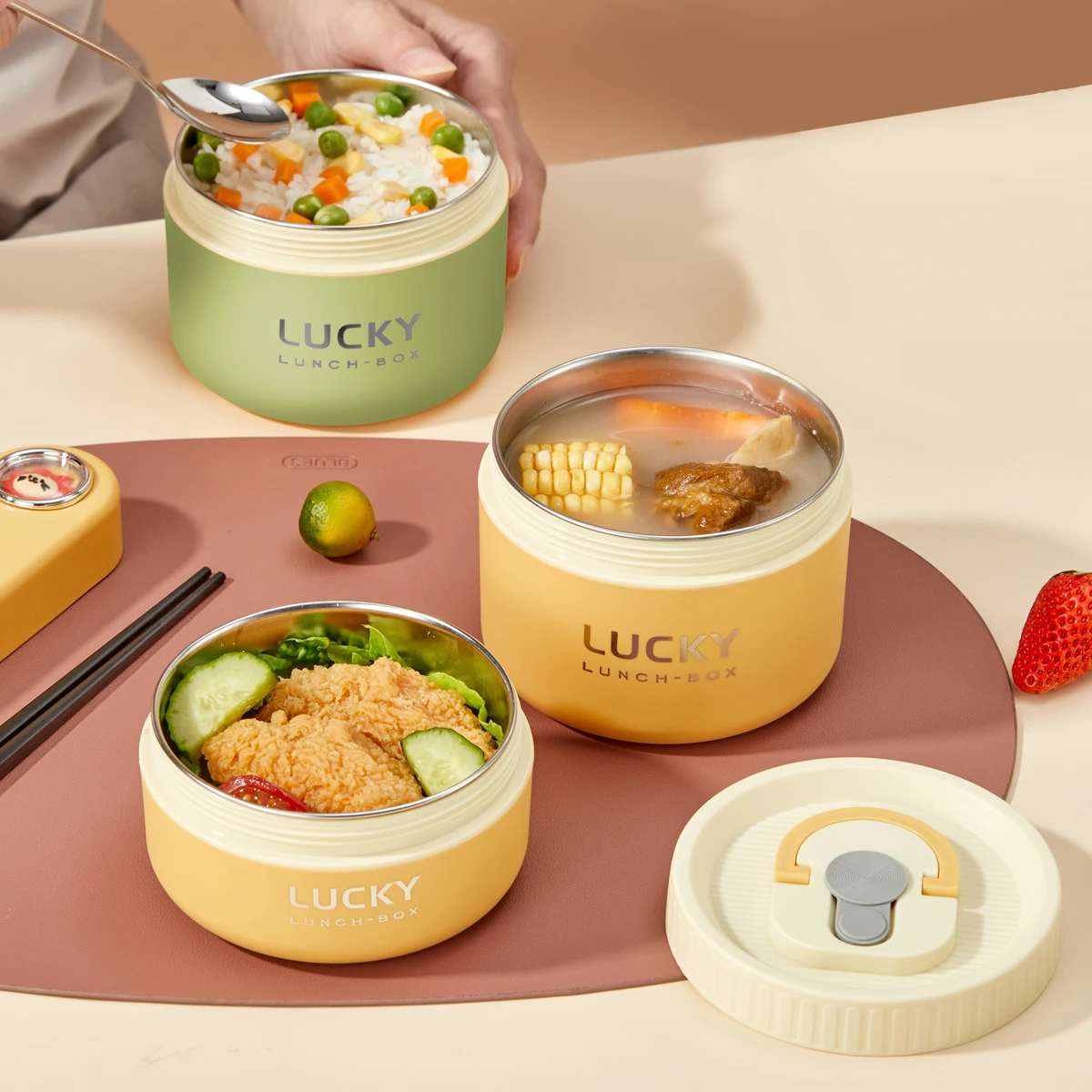 Portable Sealed Thermal LunchBox For While working Kids Stackable Microwave304Stainless Steel Bento Box Insulated Food Container