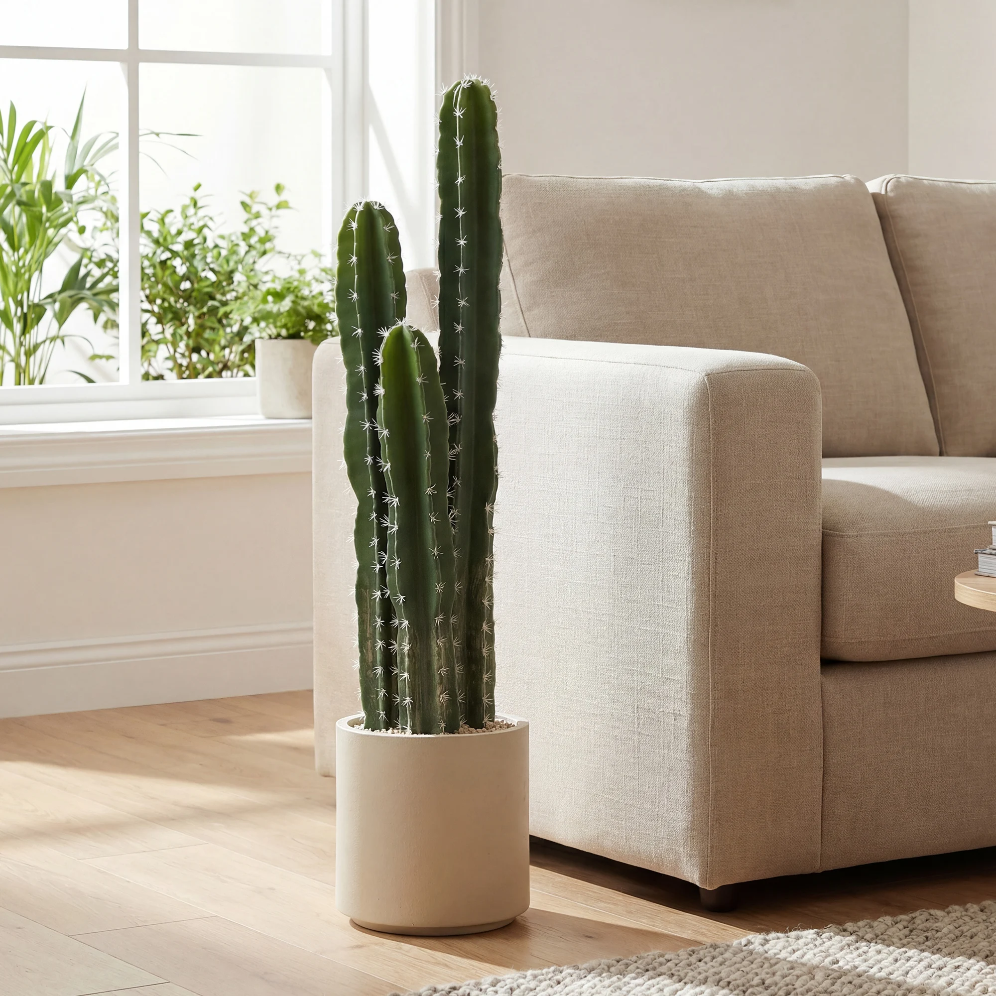HOMCOM Kunstplant cactus planten hoog 95 cm kunstplanten in pot, kolomvormige cactus zoals echte cactus decoratie voor huis, kantoor Cadeau-ideeën
