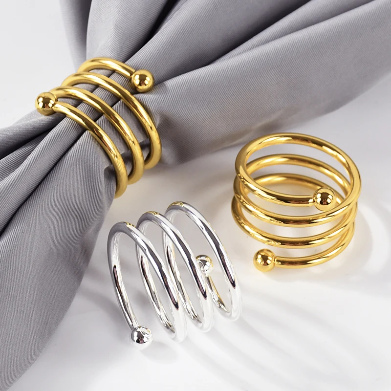 

Metal Spring Napkin Holder Buckles Gold Silvery Spiral Napkin Rings Christma Wedding Dinner Table Party Holiday Party Decoration