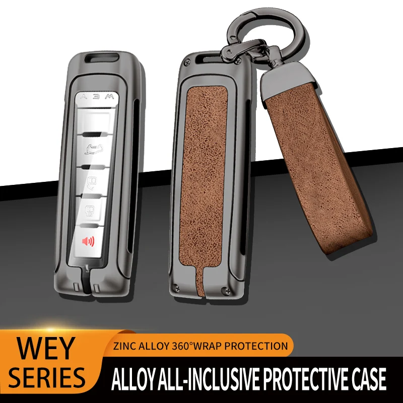 

For Great Wall GWM WEY Coffee 01 Coffee 02 WEY-X WEY-S WEY-GT VV7 GT Tank 300 VV5 VV6 VV7 2023 Leather Car Remote Smart Key Case