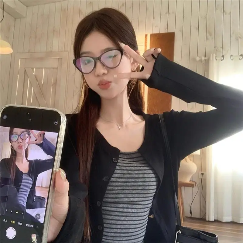 

Осенне-зимний женский комплект с длинными рукавами: однотонный элегантный кардиган и облегающий топ, модный комплект из двух предметов для ношения под одеждой.