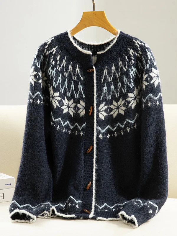 

Loose Casual Knitted Sweater Coat Women's Fashion Tassel Cotton Blend Autumn Winter New Style Blue Casual Wear Trendy Top