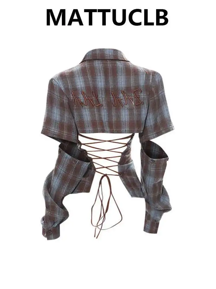 

2025 Spring Summer Women Y2k Haruku Shirts Long Sleeve Aesthetic Tops Backless Blouses Design Grunge New Goblin Core