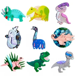 YAOLOGE New Trendy Cartoon Dinosaur Acrylic Brooches For Women Kids Lovely Animals Badge Lapel Pins Fashion Office Jewelry Gifts