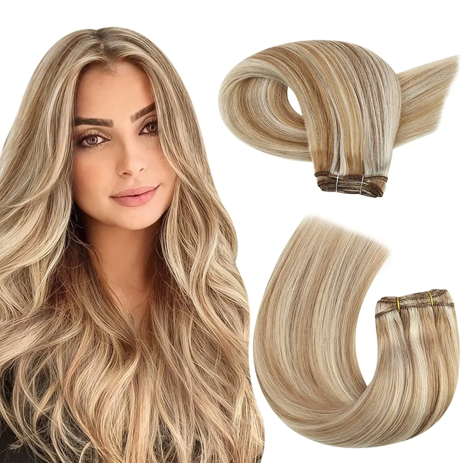 Moresoo Inslag Extensions Human Hair Weave In Dubbele Wefted Bundels Machine Remy Haar Balayage Haarstukken Voor Vrouwen Straight menselijke haar uitbreidingen haarstukken met echthaar 100 human hair