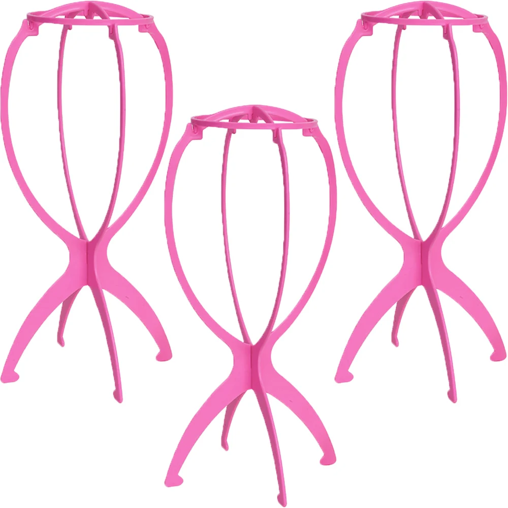 3pcs Folding Wig Stand Plastic Portable Hat Display Stand Adjustable Durable Barbershop Fashion Model Holder Home Salon Use