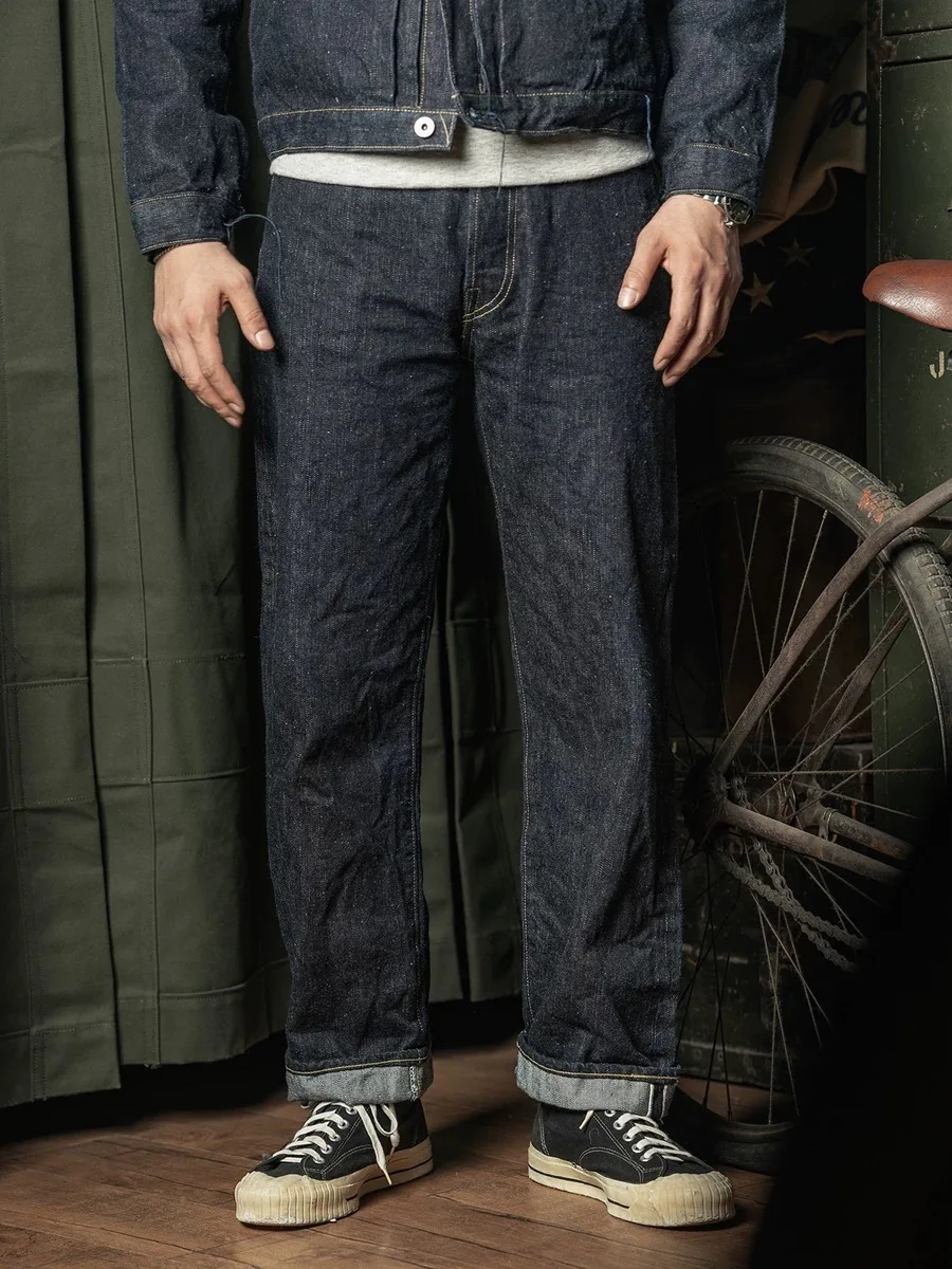 Rugged Bronson S801XX Slub Raw Selvage Denim Jeans 1943 Vintage Waist Overalls Rigid