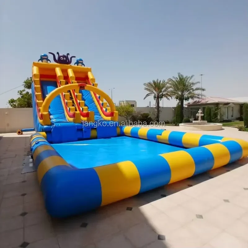 Commercial Inflatable Water Slide Octopus Water Park Combo Bounce House and Wet Dry Slide