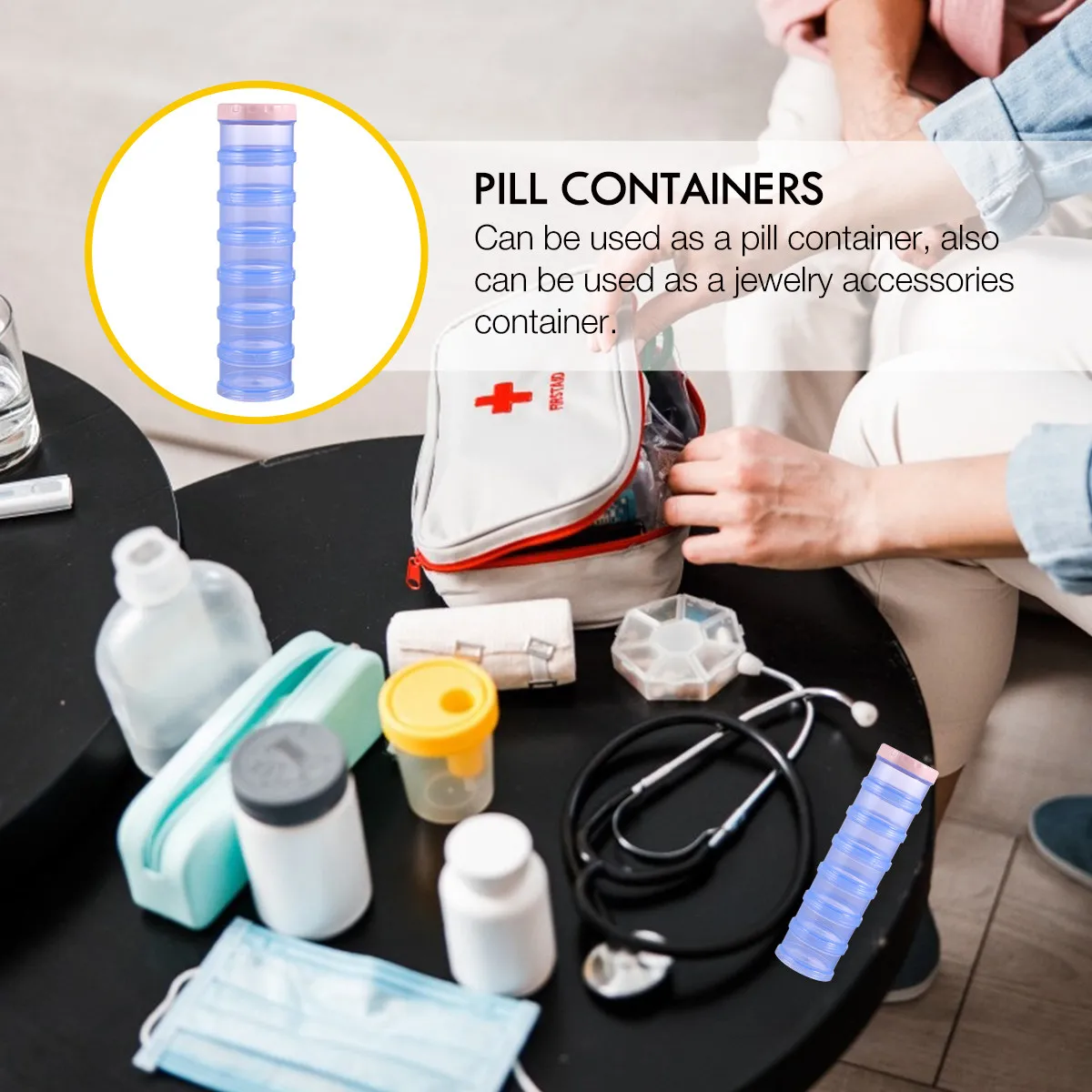 7 Grids Large Capacity Pill Box Premium Material Portable Pill Organizer Case Travel Medicine Storage 7 Compartment Disassemble