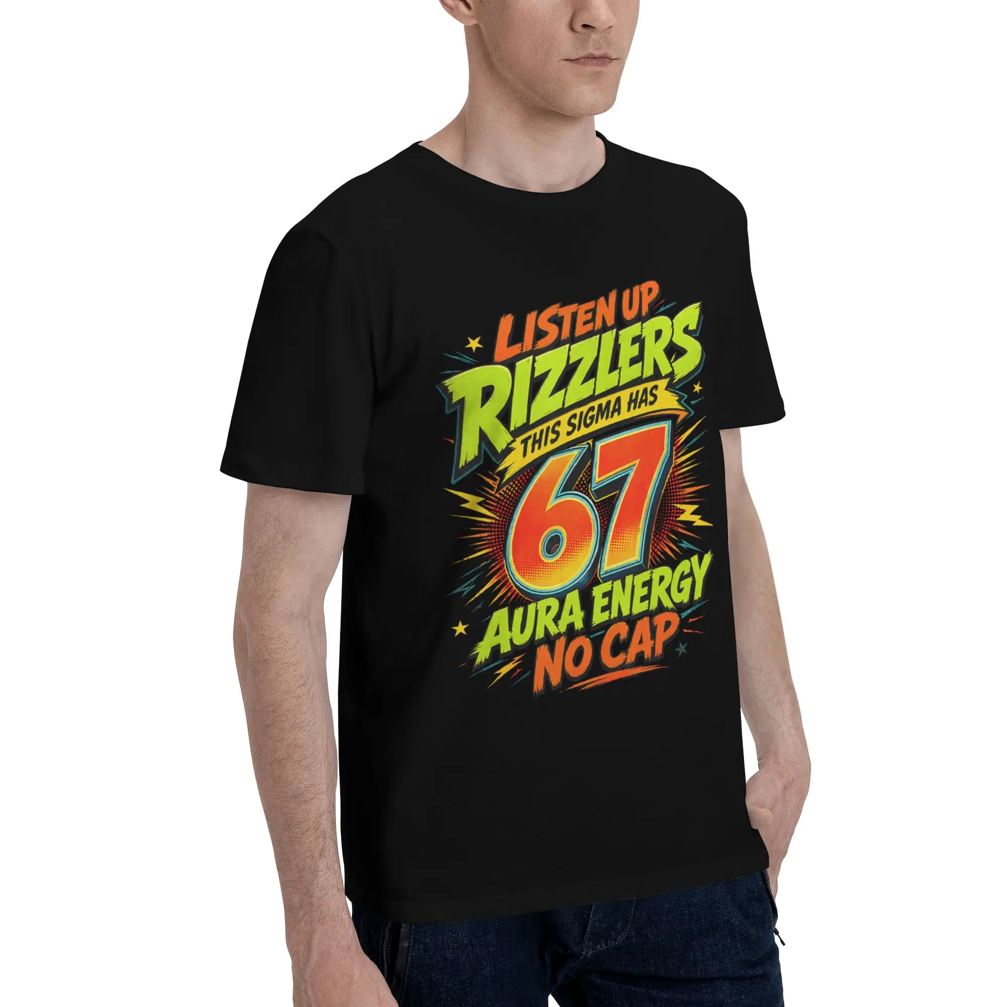 Listen up Rizzlers This Sigma has 67 Aura Farming Ice Cream  Merch Men Women T Shirt 100% Cotton Tee Print  Tops T-shirt