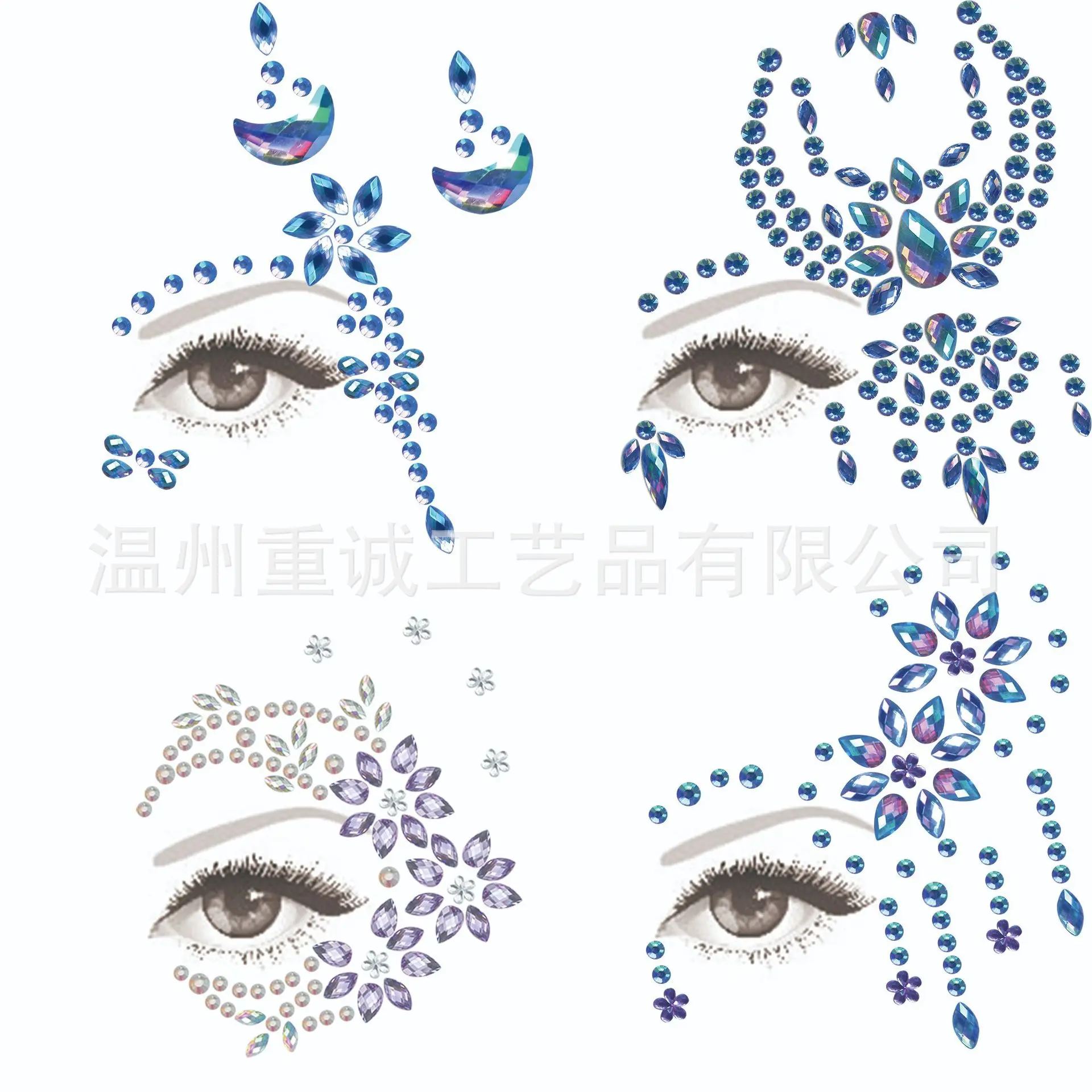 New Arrival Half Face Eye Diamond Stickers Self Adhesive Waterproof Rhinestones for Masquerade Party Rave Festival Makeup view 5