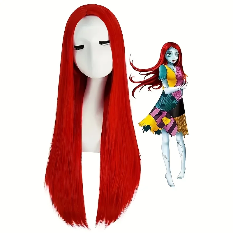 Women's Center-Parted Red Synthetic Long Straight Wig: The Perfect Choice for Cosplay and Everyday Wear