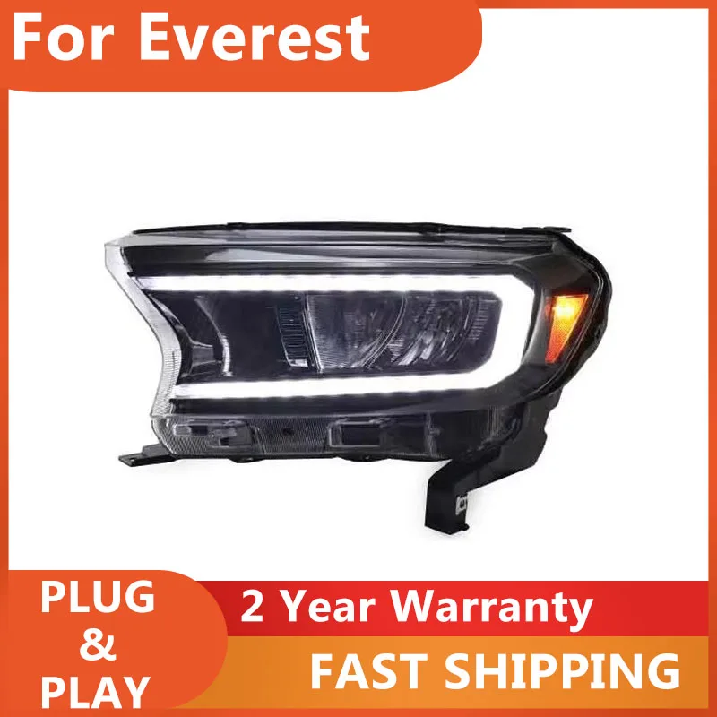 

Car Accessory for Ford Ranger Head Light 2016-2019 Everest T6 Headlight FL T7 T8 Raptor Endeavour DRL Turn Signal Low High Beam