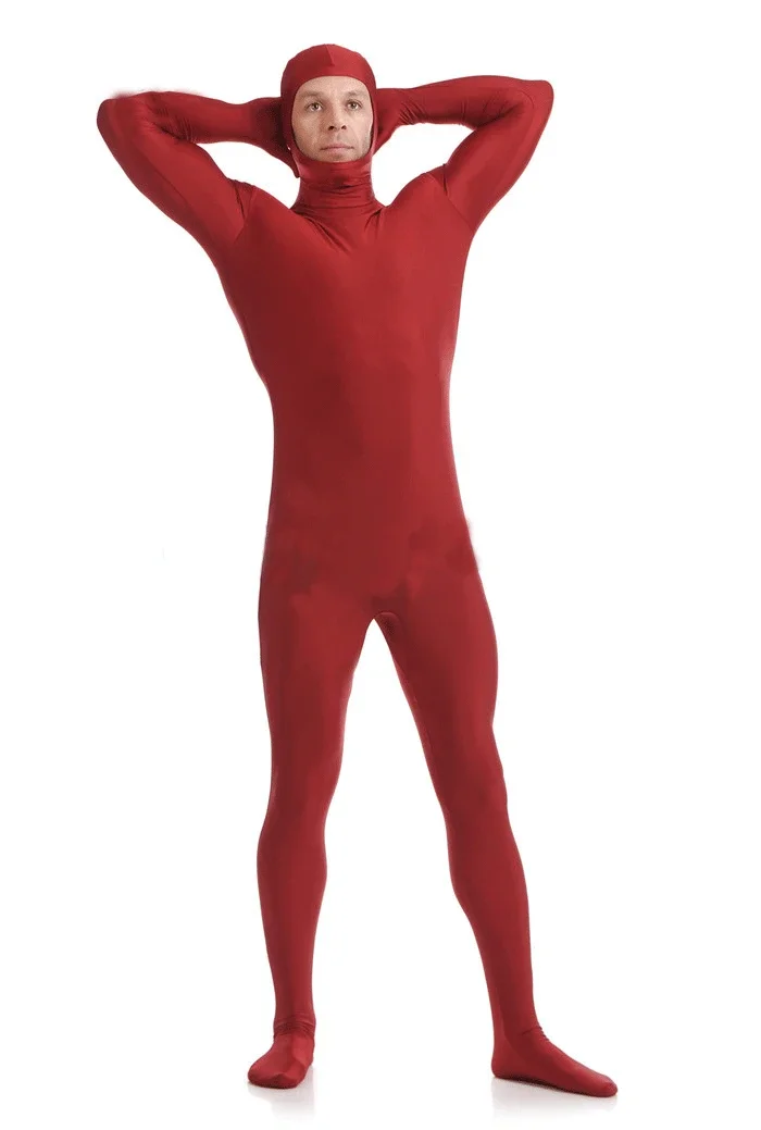 Crimson Open Gezicht Spandex Zentai Pak Cosplay Kostuum Freeshipping Zentai Catsuit