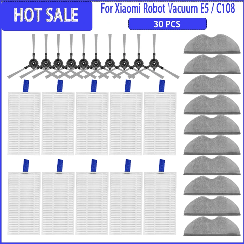 Szczotka boczna Filtr HEPA Ściereczka do mopa Zmywalna do odkurzacza robota Xiaomi E5 / C108 Części zamienne do odkurzacza robota Odkurzacz