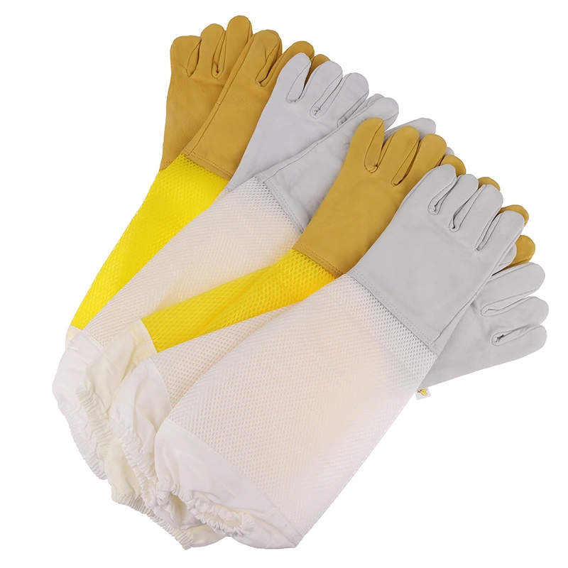 1Pair Beekeeping Gloves Protective Sleeves Breathable Anti Bee Sting Sheepskin Long Gloves For Beekeeper Beekeeping Tools