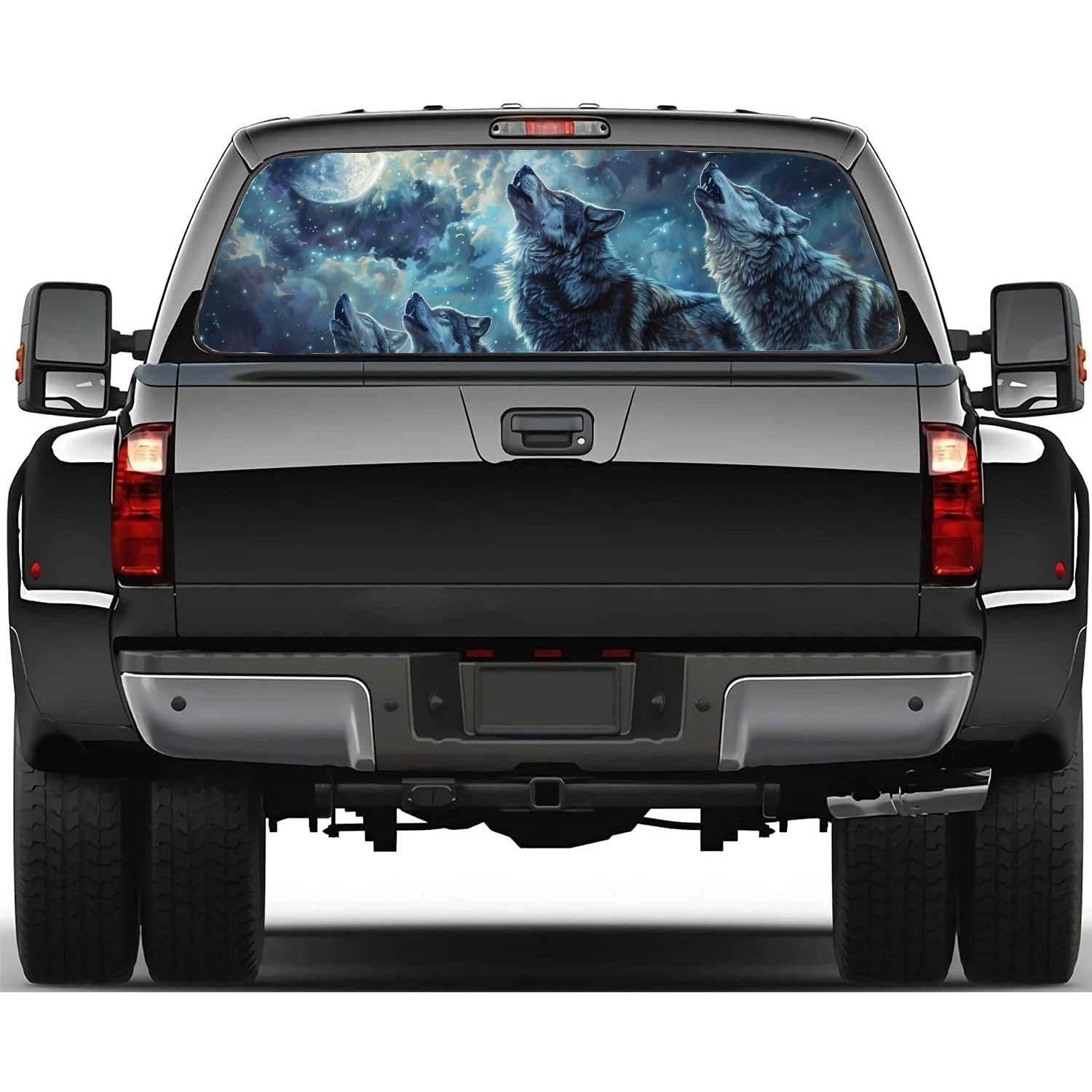 

Majestic Wolf Painting Car Rear Window Decal Fit Pickup,Truck,Car Universal See Through Perforated Back Window Vinyl Sticker