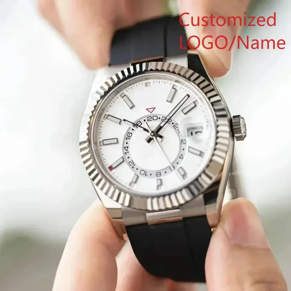 A88 Store  Customized Men's Automatic Mechanical Watch 904L Stainless Steel Sapphire World Time