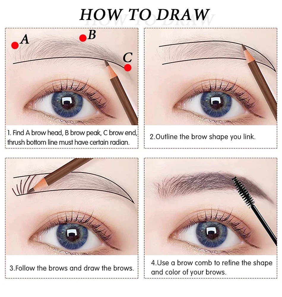 5 stücke Professionelle Microblading Bleistift Permanent Augenbraue Bleistift Tattoo Wasserdicht Kunst Tönung Make-Up Augenbraue Stift Enhancer Kosmetik – Detail 6