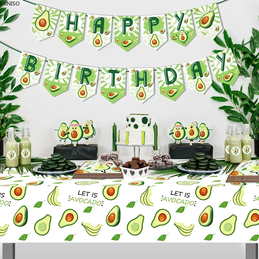 Summer Tropical Fruit Energy Avocado Birthday Party Disposable Tableware Sets Plate Hanging Banner Baby Shower Party Decorations