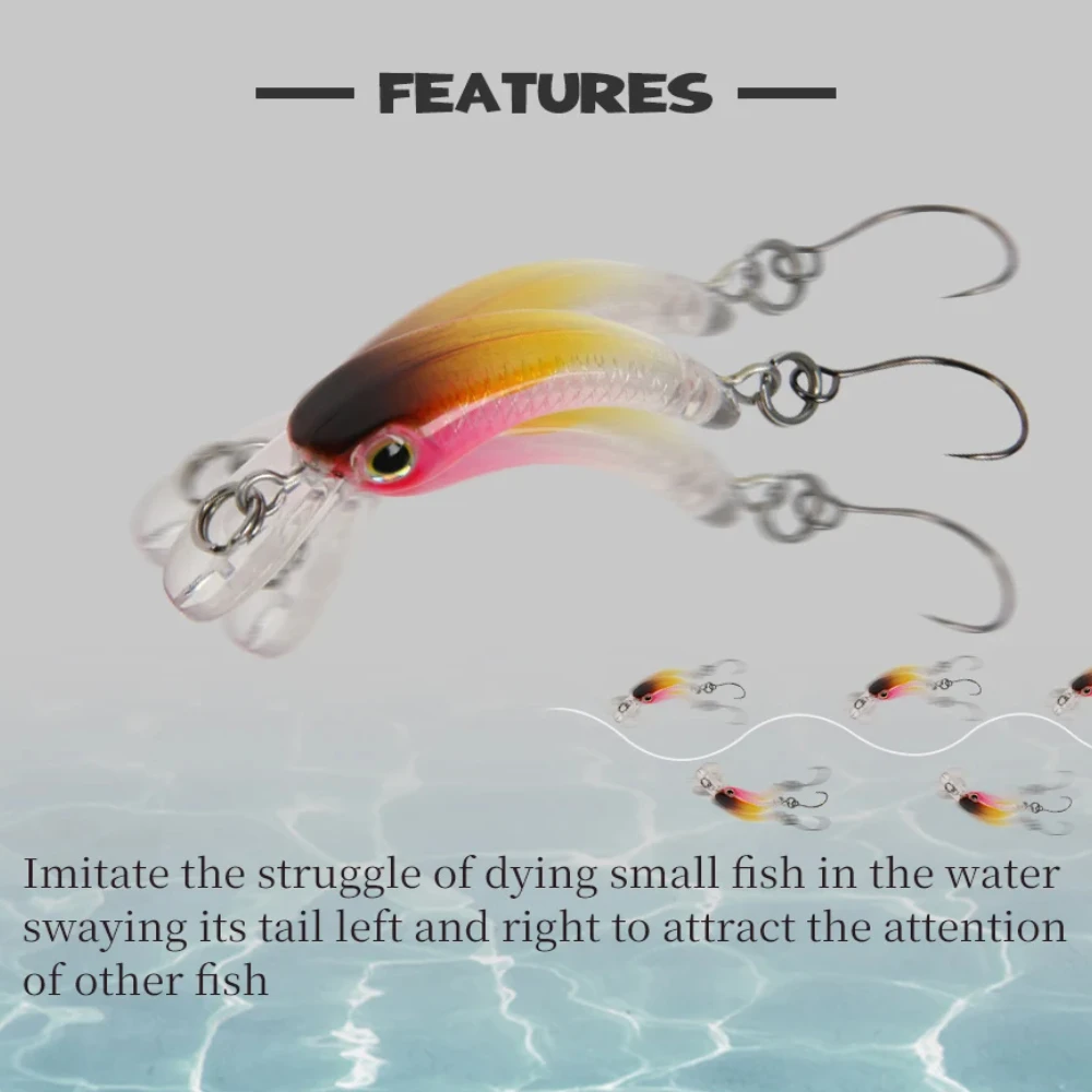 1/3 Stück schwimmende verletzte Angelköder, 40 mm, 1,2 g, Mikroköder, künstliche Minnow-Köder, Wobbler für Forelle, Bass, Barsch, Spinner-Köder – Detail 1