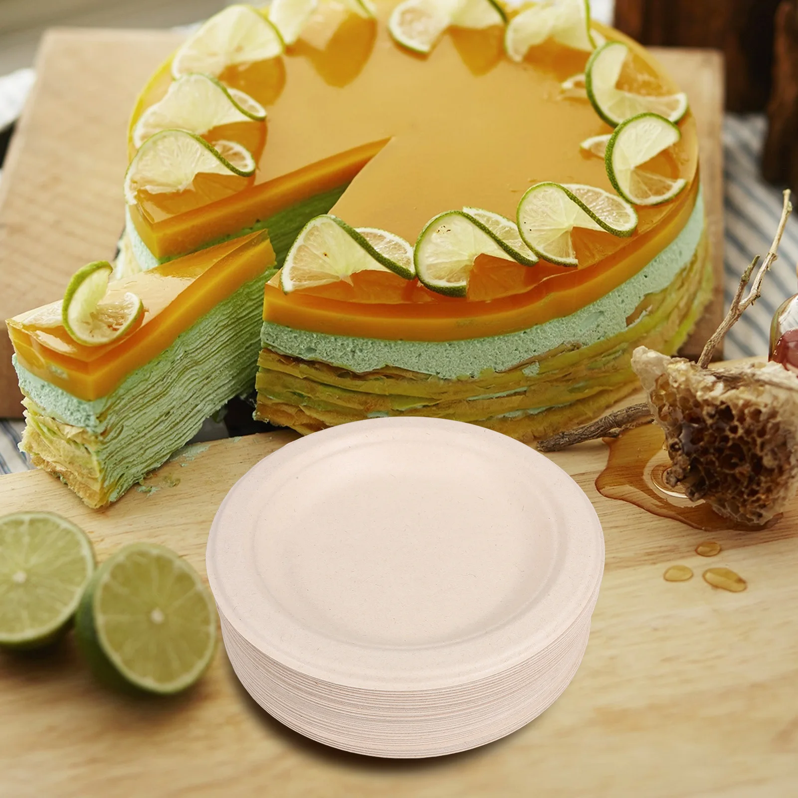 

50 Pcs Oval Paper Tray Festival Dinner Plate Food Recyclable Bbq Party Fruit Trays Dessert Plates