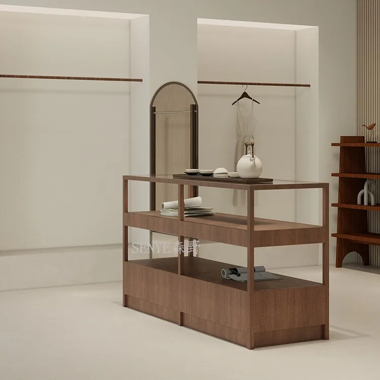 Jewelry cabinet glass cabinet walnut medium and ancient style display rack with running water table in the middle