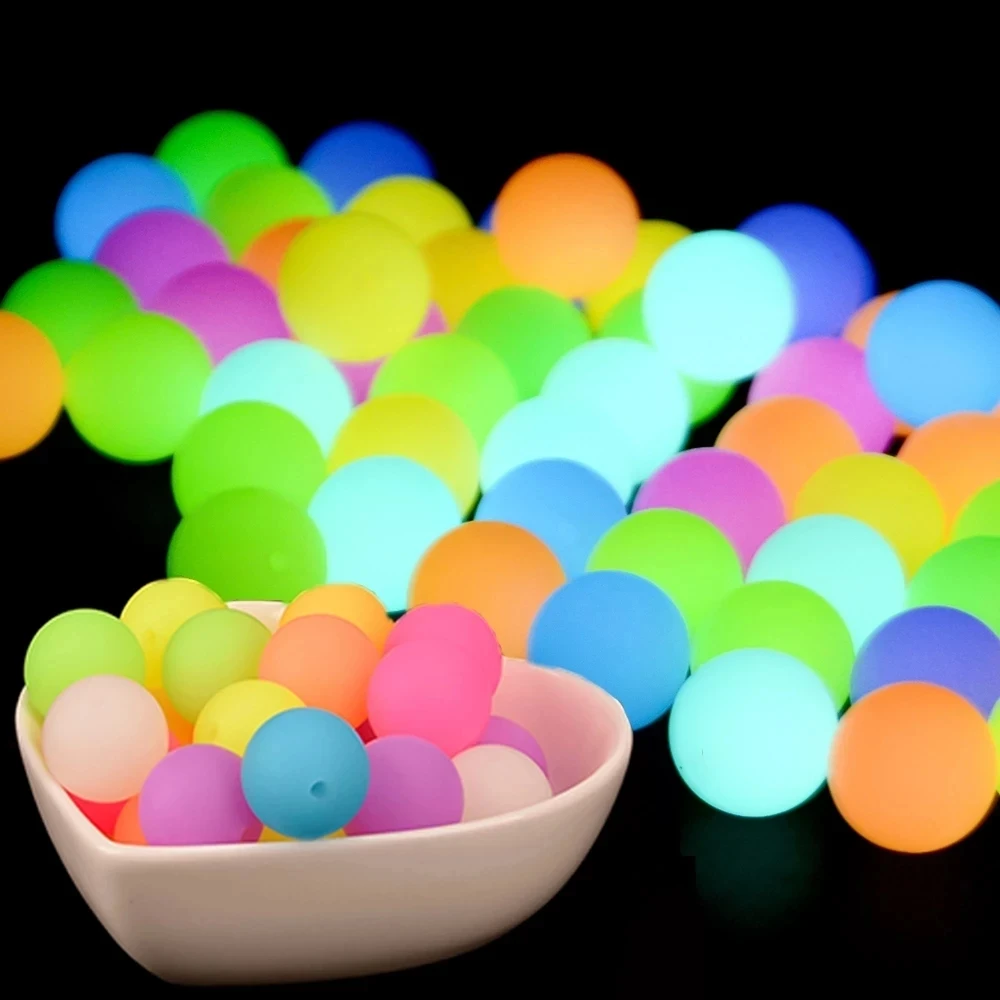 LOFCA 20pcs Luminous Beads 15mm Round Silicone Beads Glowing Teether Safe Food Grade Nursing Pacifier Accessories