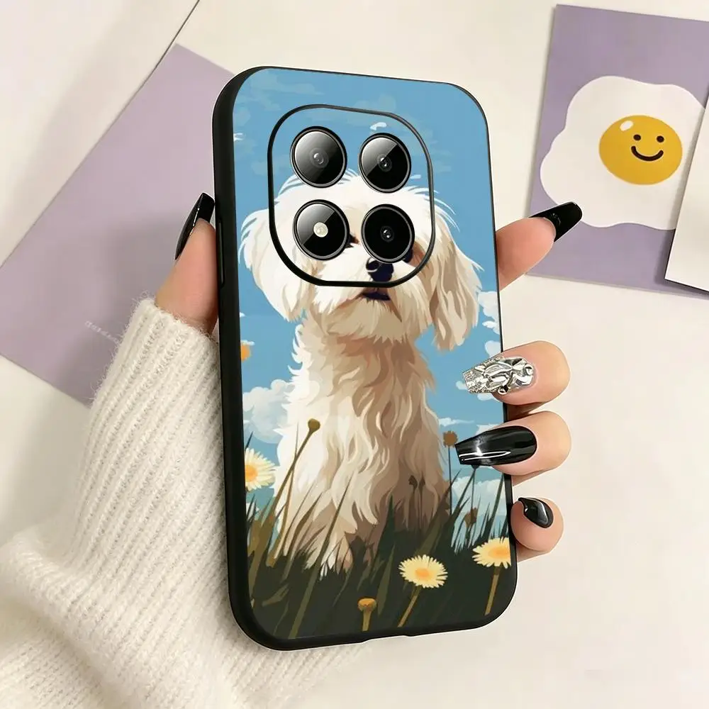 Coque de téléphone souple noire avec motif de chien de dessin animé mignon pour Redmi Note15 11 12 13 14Pro Plus S 5G 14C A3