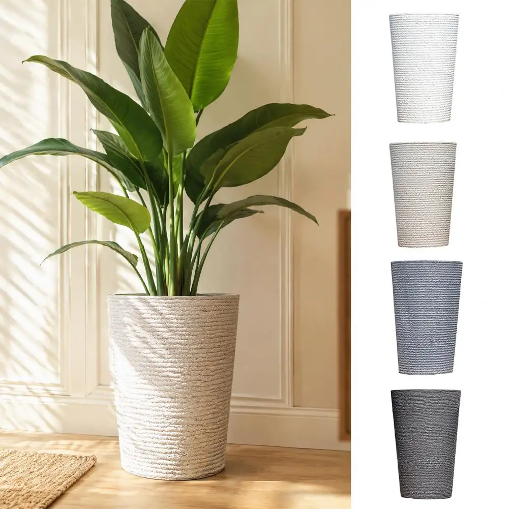Hoher runder Pflanzentopf für Innen- und Außenpflanzen, hoher Pflanzentopf für Paradiesvogel und Monstera, hoher runder Topf in Steinoptik für den Innenbereich.
