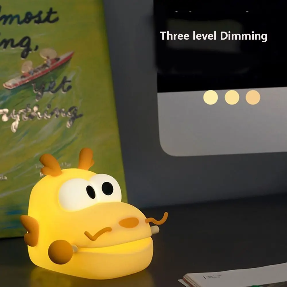 Loong Shape Wooden Fish Night Light Three Level USB Charging Wooden Fish Praying Lamp Eye Protection Dimming Timer