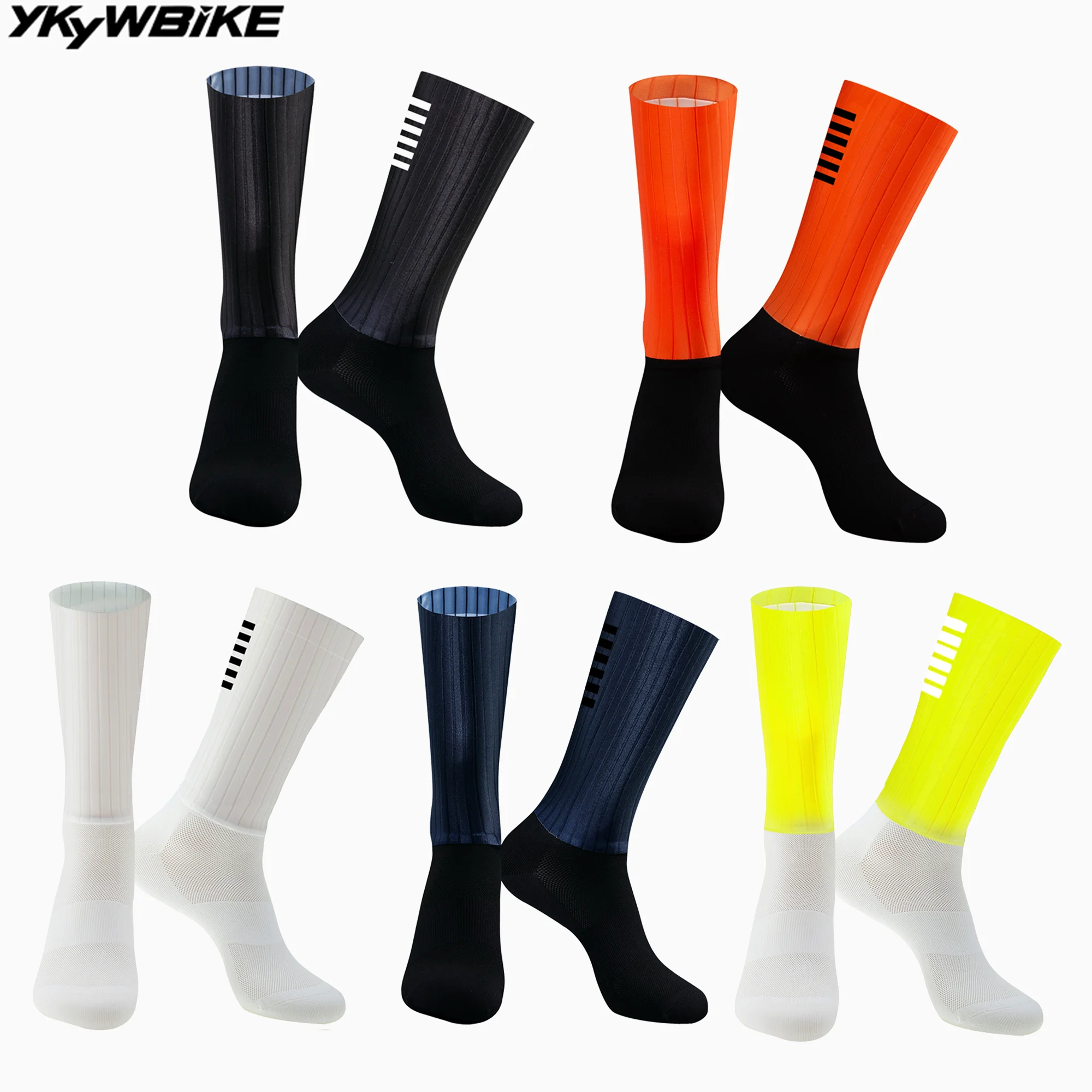 AliExpress YKYWBIKE Aero Cycling Sock Anti Slip Silicone Whiteline Cycling Socks Men Bicycle Sport Running Bike Socks Sports SocK Multiple